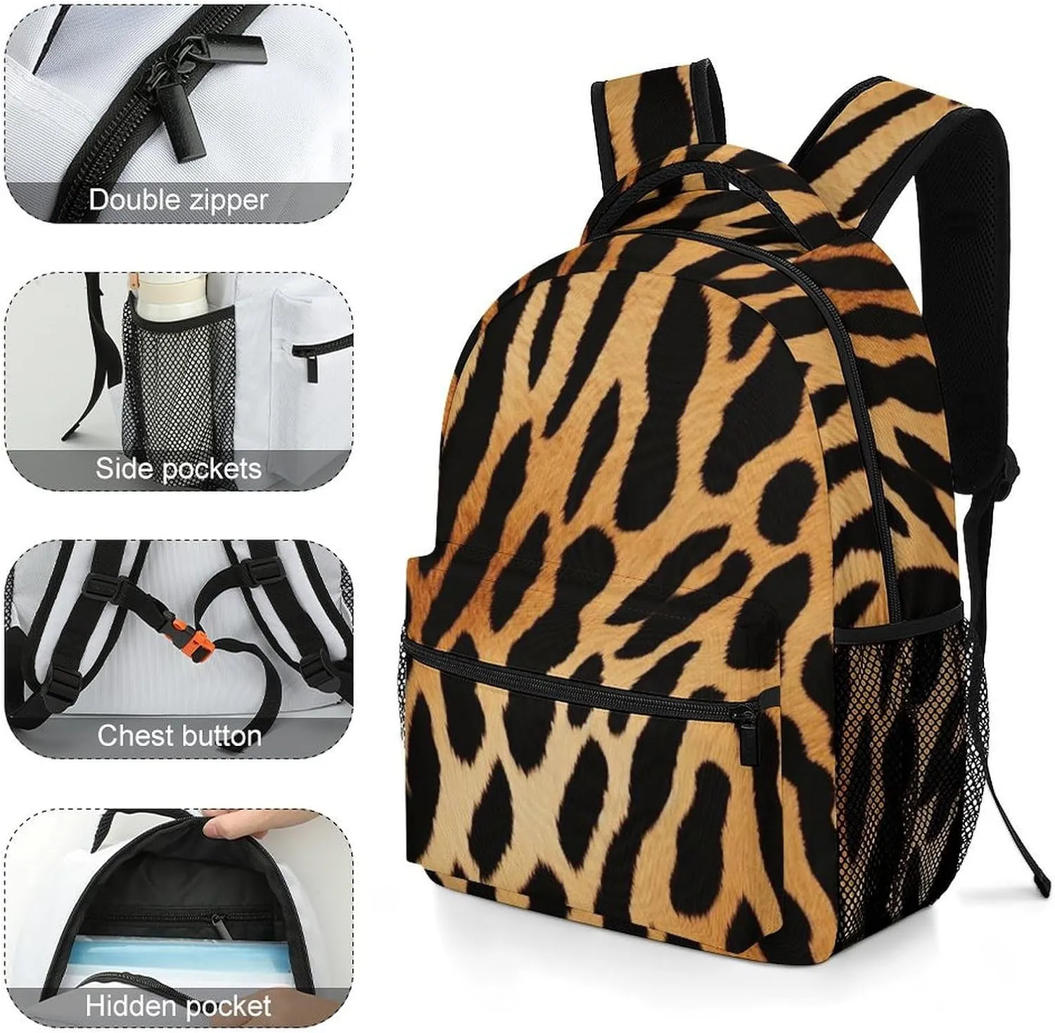 Backpacks Leopard Texture Travel Bag Laptop Backpack Casual Daypack for Weekender Business Hiking