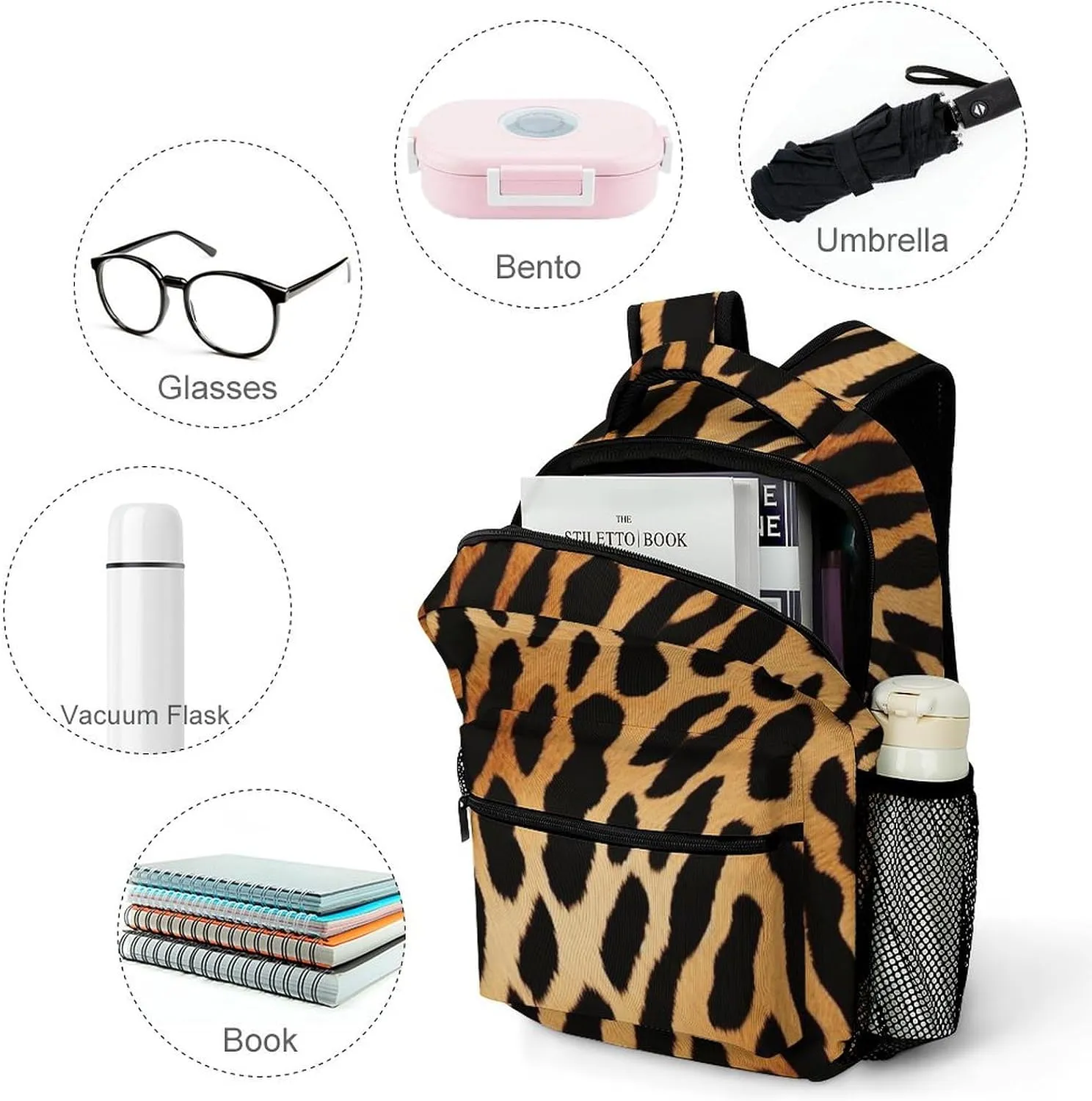 Backpacks Leopard Texture Travel Bag Laptop Backpack Casual Daypack for Weekender Business Hiking
