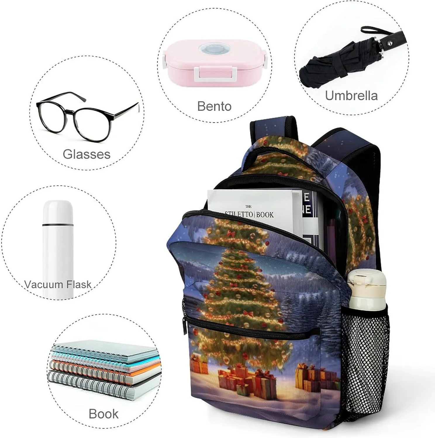 Backpacks Xmas Tree Travel Bag Laptop Backpack Casual Daypack for Weekender Business Hiking