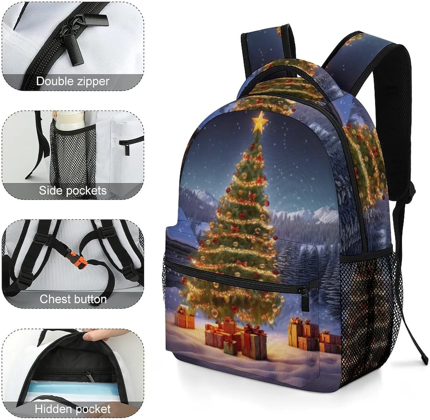 Backpacks Xmas Tree Travel Bag Laptop Backpack Casual Daypack for Weekender Business Hiking