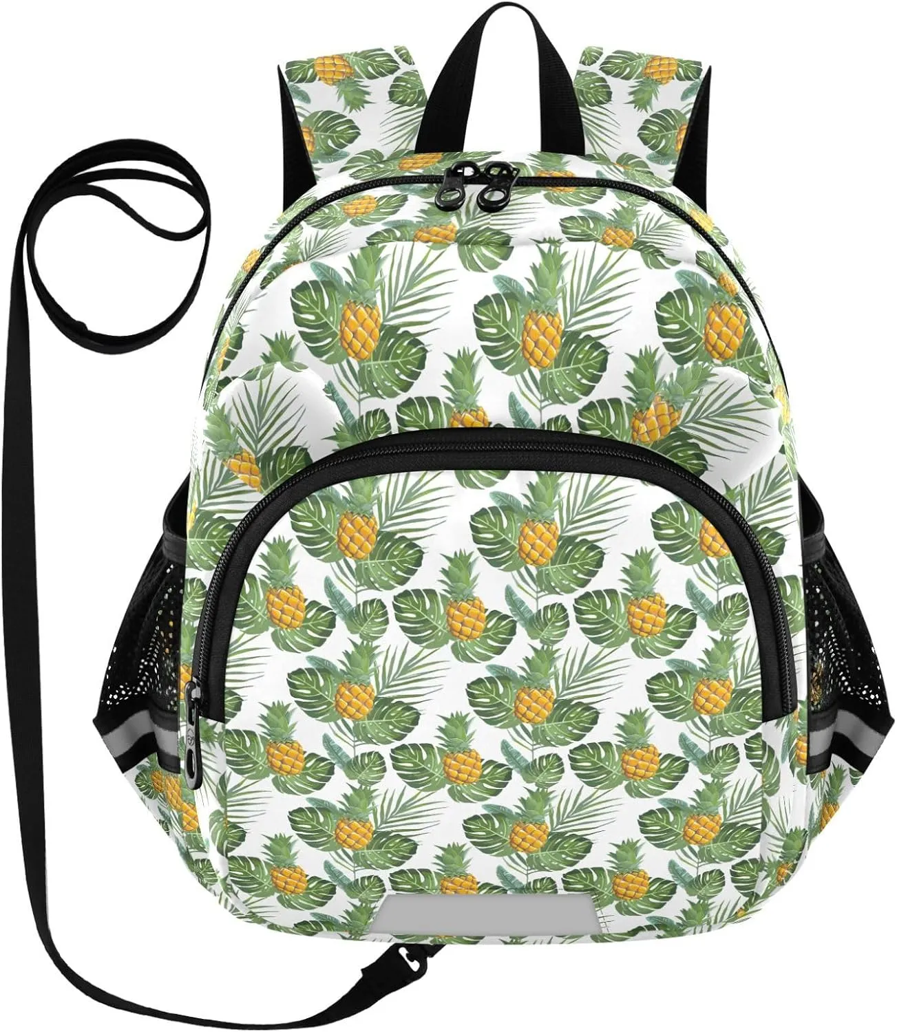 Banana Leaves Preschool Backpack Pineapples Daycare Bookbag School Backpack with Traction Rope for Kids 3-6