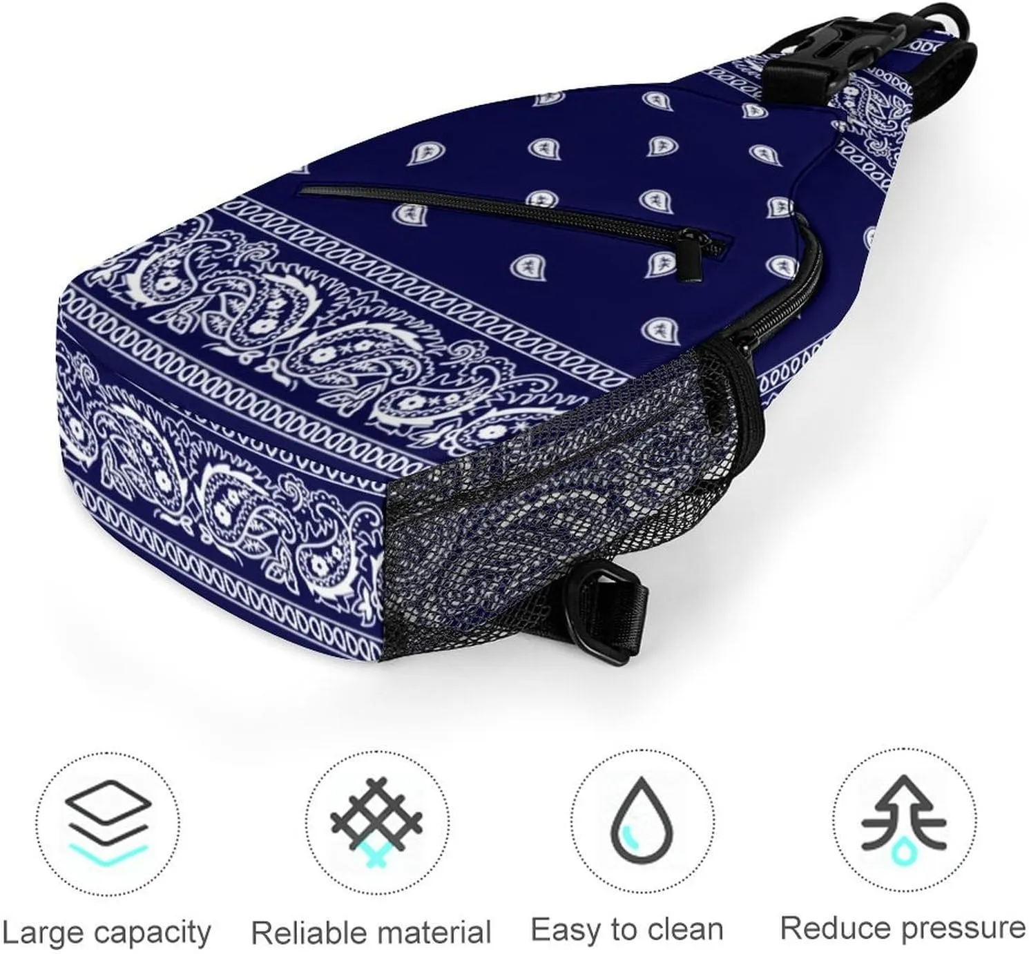 Bandana True Blue A Spacious And Large Capacity Portable Adjustable Chest Bag