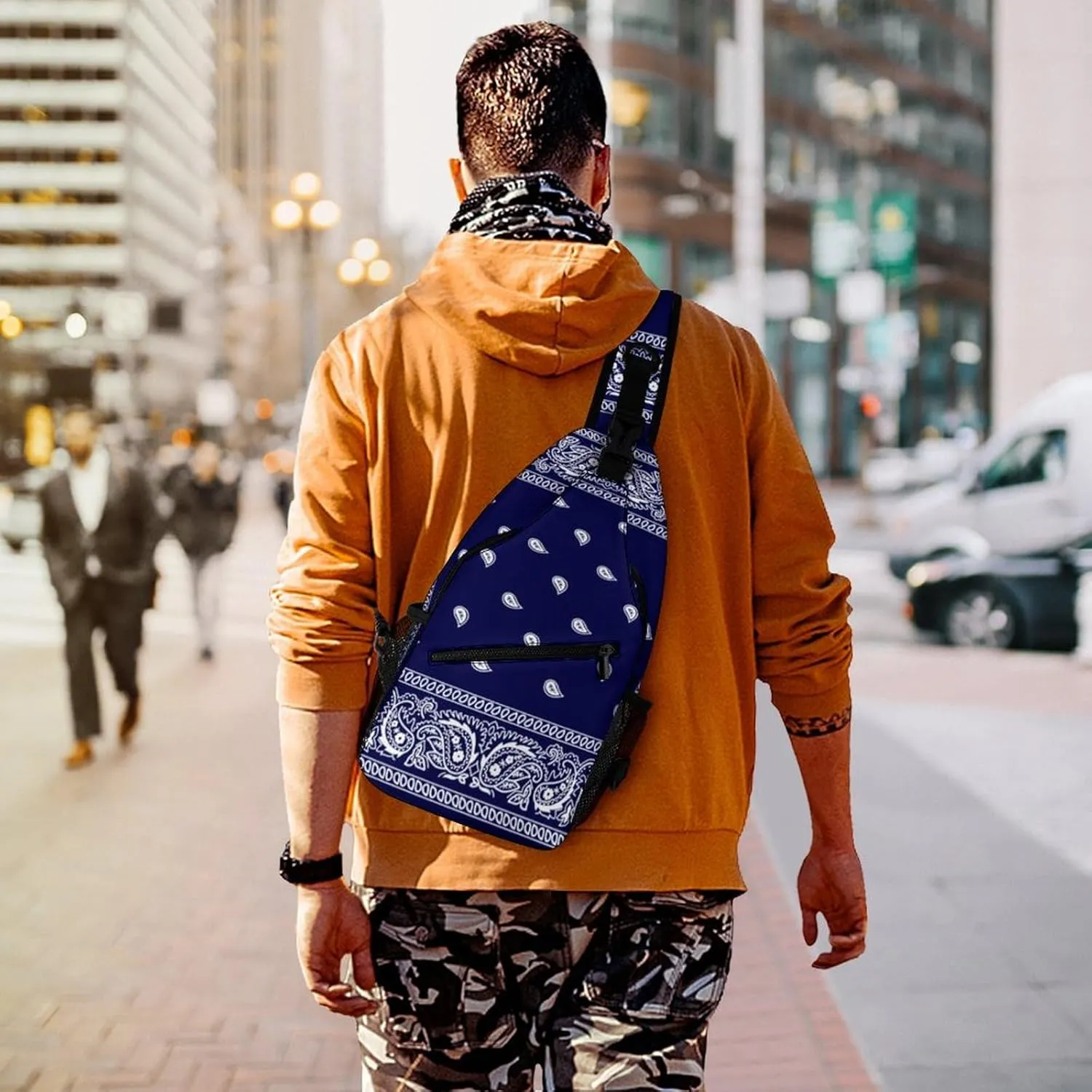 Bandana True Blue A Spacious And Large Capacity Portable Adjustable Chest Bag