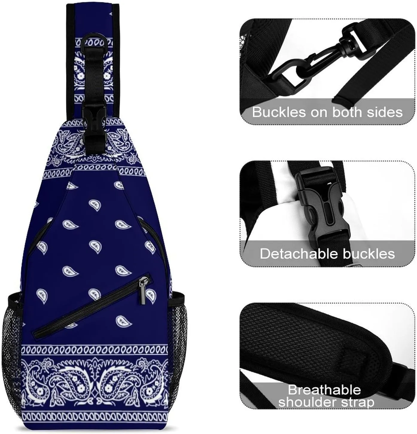 Bandana True Blue A Spacious And Large Capacity Portable Adjustable Chest Bag