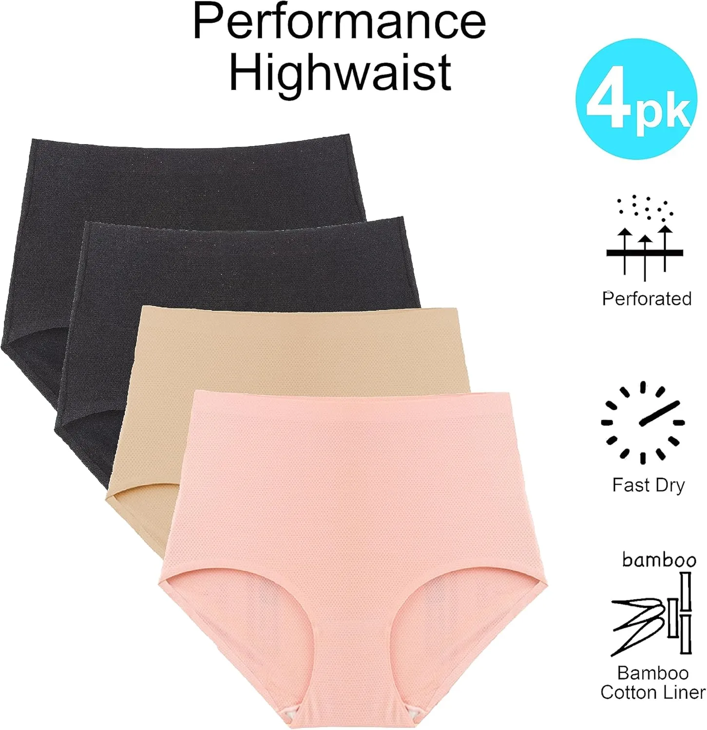 Barbra Lingerie Seamless Laser Cut Breathable Sports Womens Panty Underwear Small to Plus Size