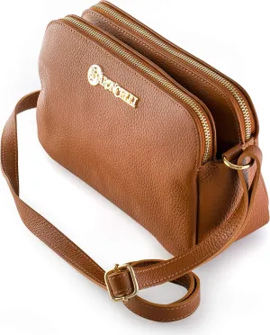 Baroncelli Crossbody Bag Made in Italy with Long Stripe Genuine Italian Soft Leather