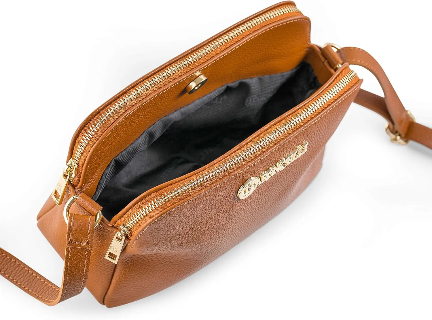 Baroncelli Crossbody Bag Made in Italy with Long Stripe Genuine Italian Soft Leather