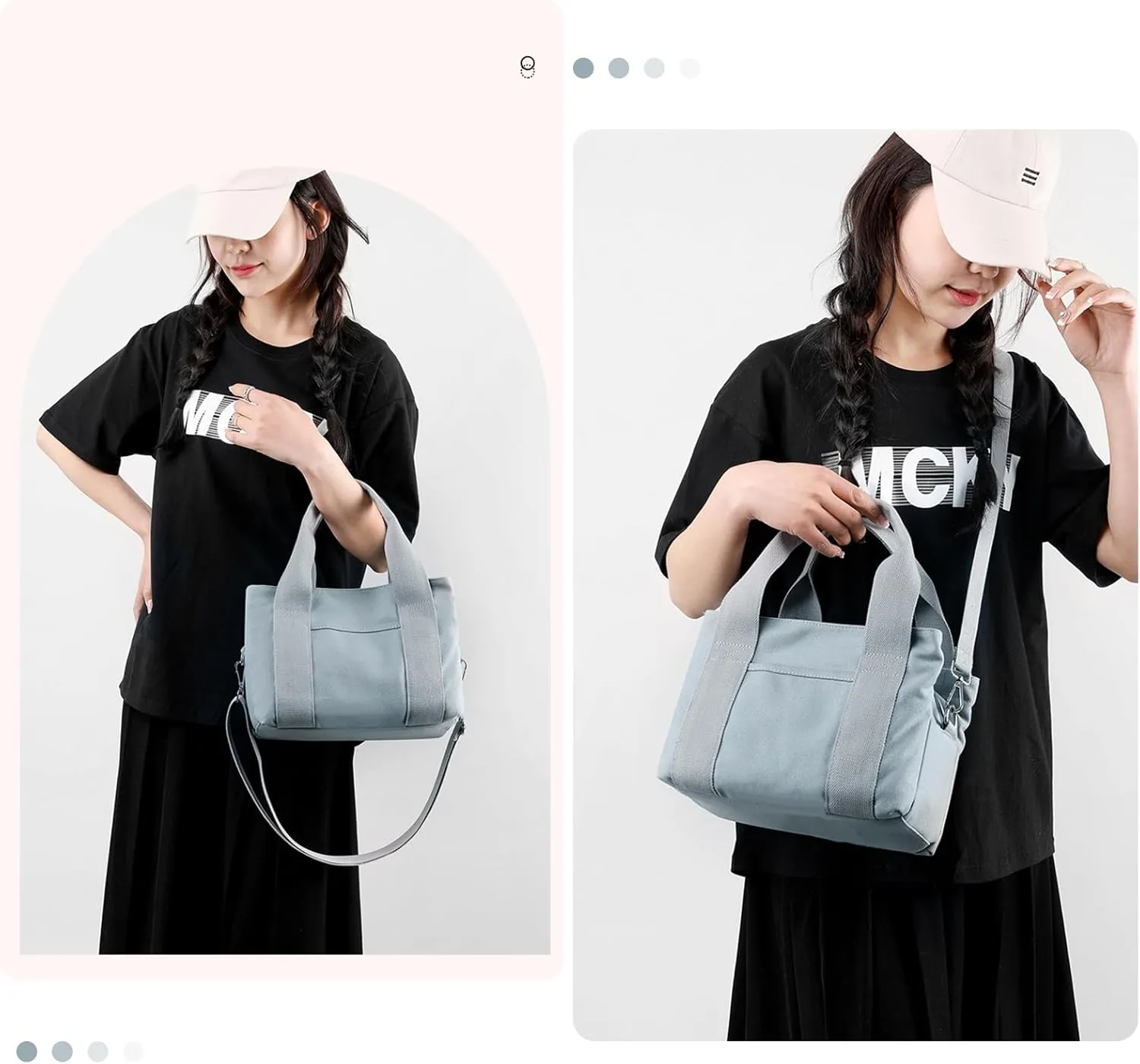 Barsine Canvas Tote Bag for Women Crossbody Shoulder Handbag with Compartments for Work Church College