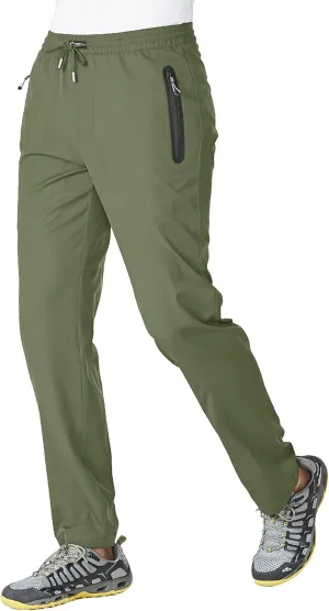 BASUDAM Men's Athletic Pants Thin Lightweight Quick Dry Zipper Pockets Outdoor Sports Pants for Running Jogging Hiking