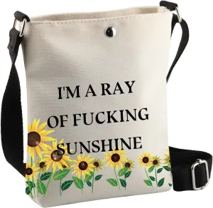BDPWSS I'm A Ray Of Sunshine Funny Sarcastic Gift Adult Humor Gift Positive Sunshine Sunflower Crossbody Bag