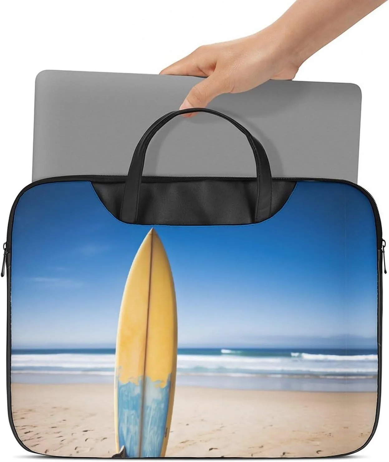 Beach Surfboard Laptop Bag for Women Handheld Leather Computer Bag Laptop Messenger Bag Briefcase