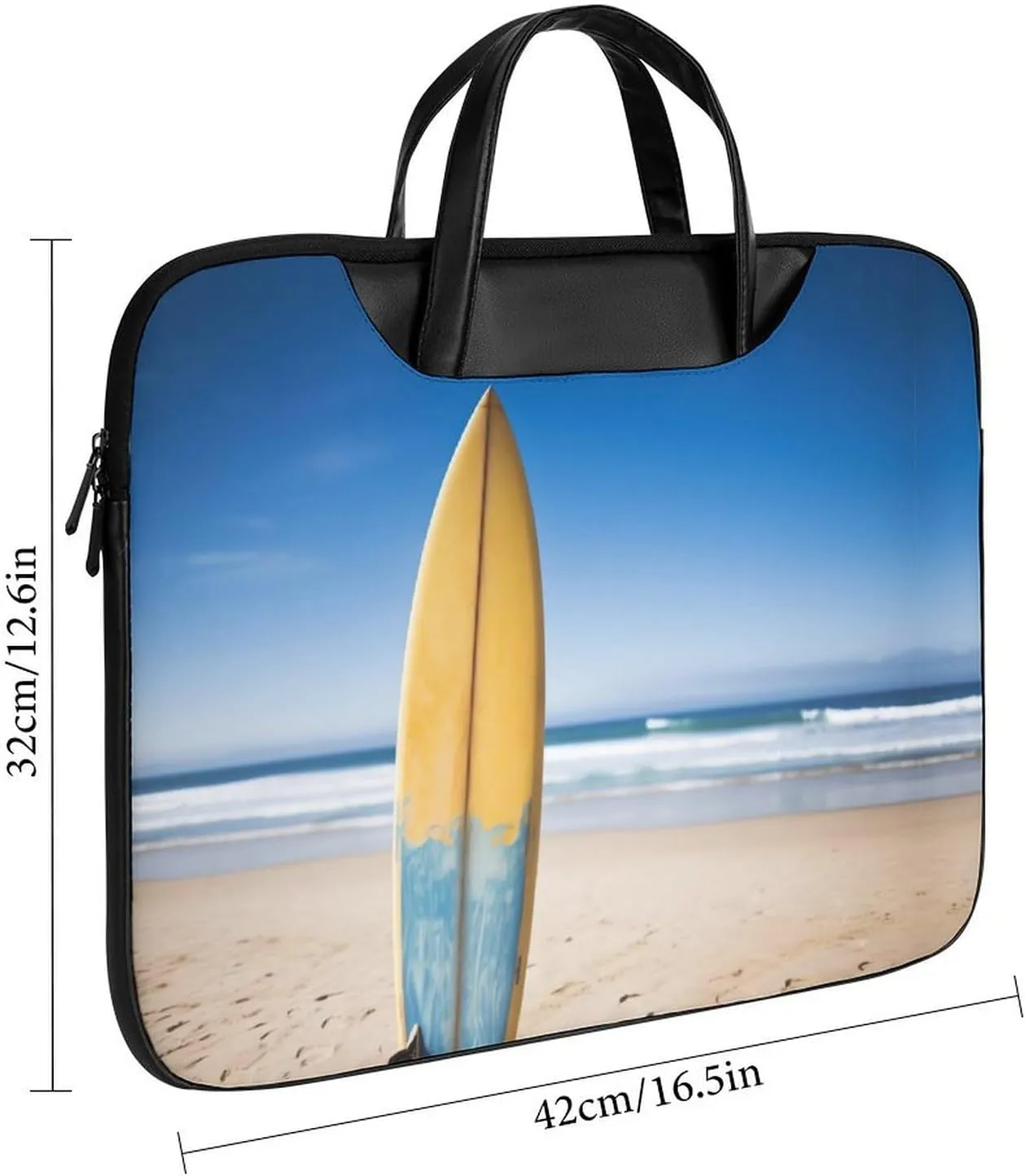 Beach Surfboard Laptop Bag for Women Handheld Leather Computer Bag Laptop Messenger Bag Briefcase