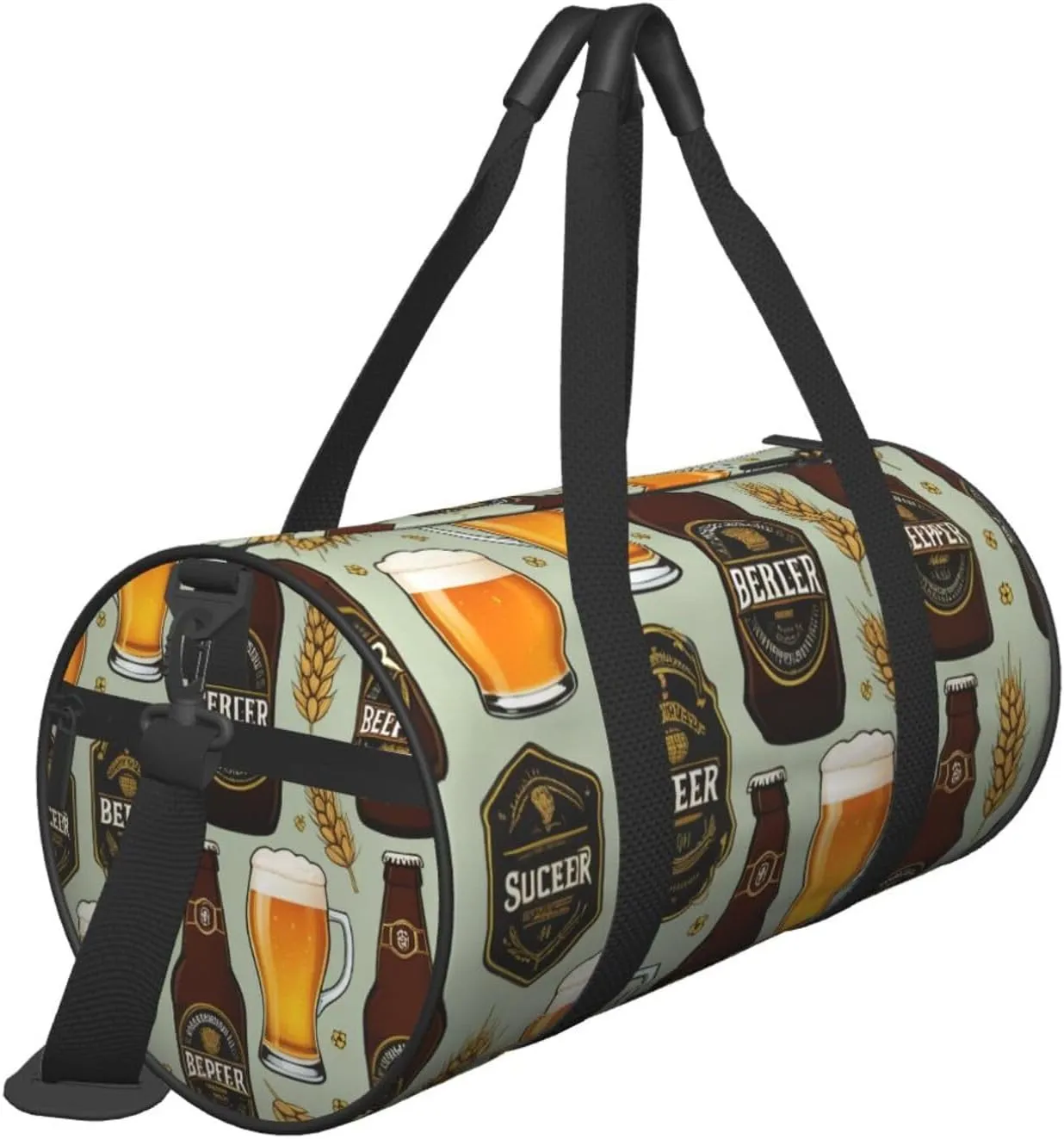 Beer Printed Travel Bag,Round Personal Item Storage bag,Foldie Duffel Bag for Traveling Vacation,Fitness,Sports