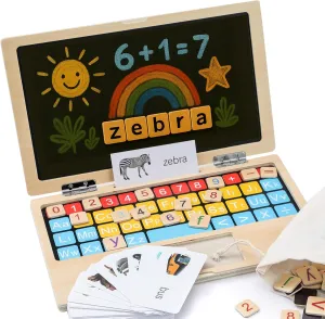 BEKILOLE Montessori Toys 11.8" Laptop Preschool Learning Activities 3 Year Old Boy Gift, Pretend Play Toddlers Birthday Gift,Learning and Educational Toys for 3 4 5 6 7 8 Year Old Kids