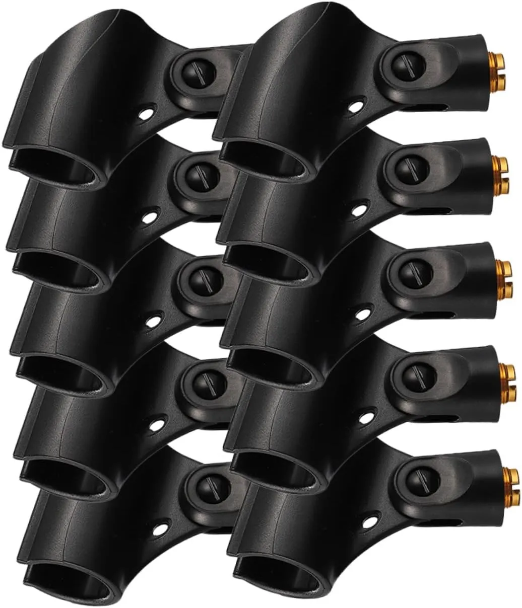 BESPORTBLE 10pcs Microphone Clip Mic Holder Clamp with Female Adapter for Handheld Microphones Design for Stable Performance