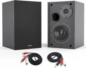 BESTISAN Bookshelf Speakers, 4 Inch Powered Bookshelf Speakers with Deep Bass, Bluetooth 5.0 Studio Monitor Speakers, 2.0 Neared Field Audio Speakers with 2 RCA Line Input, Set of 2 Black-New Model