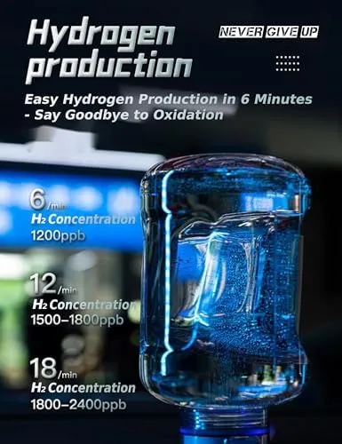 Bewinner Hydrogen Water Bottle with 1.5L Sports Design - Hydrogen Water Generator PEM High Technology Waterionizer, Fitness Water Ionizer Bottle for Travel Gym Home