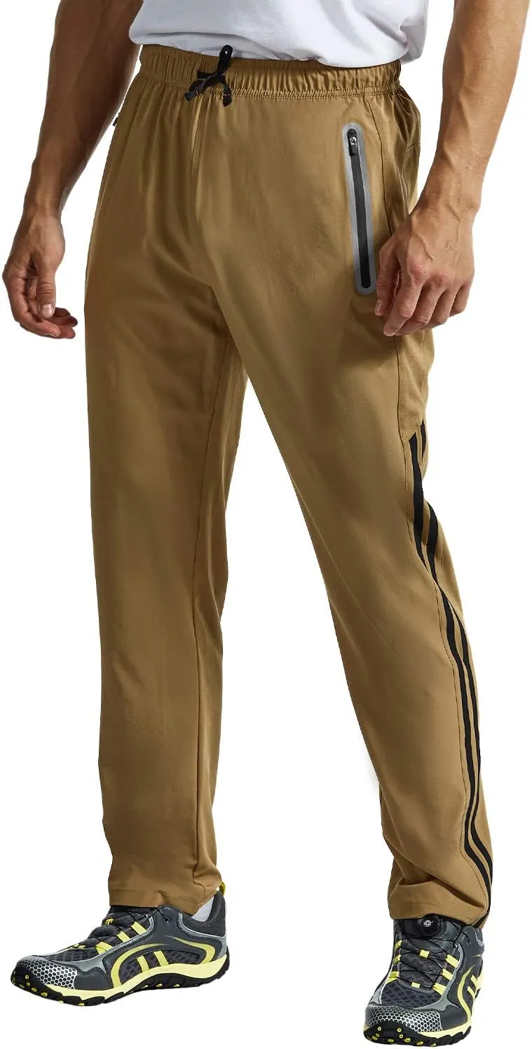 BGOWATU Men's Sweatpants Zipper Pockets Lightweight Exercise Pants Running Workout Sports