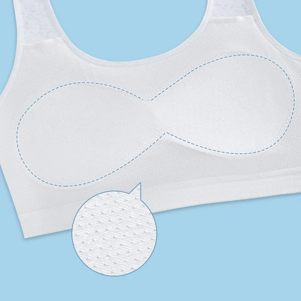 Big Girls' Sports Bra with Breathable Pads Teens Cotton Training Bras
