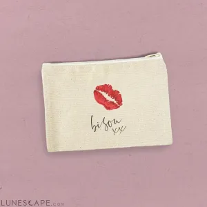 Bisou xx - Valentine's Day Canvas Zipper Pouch