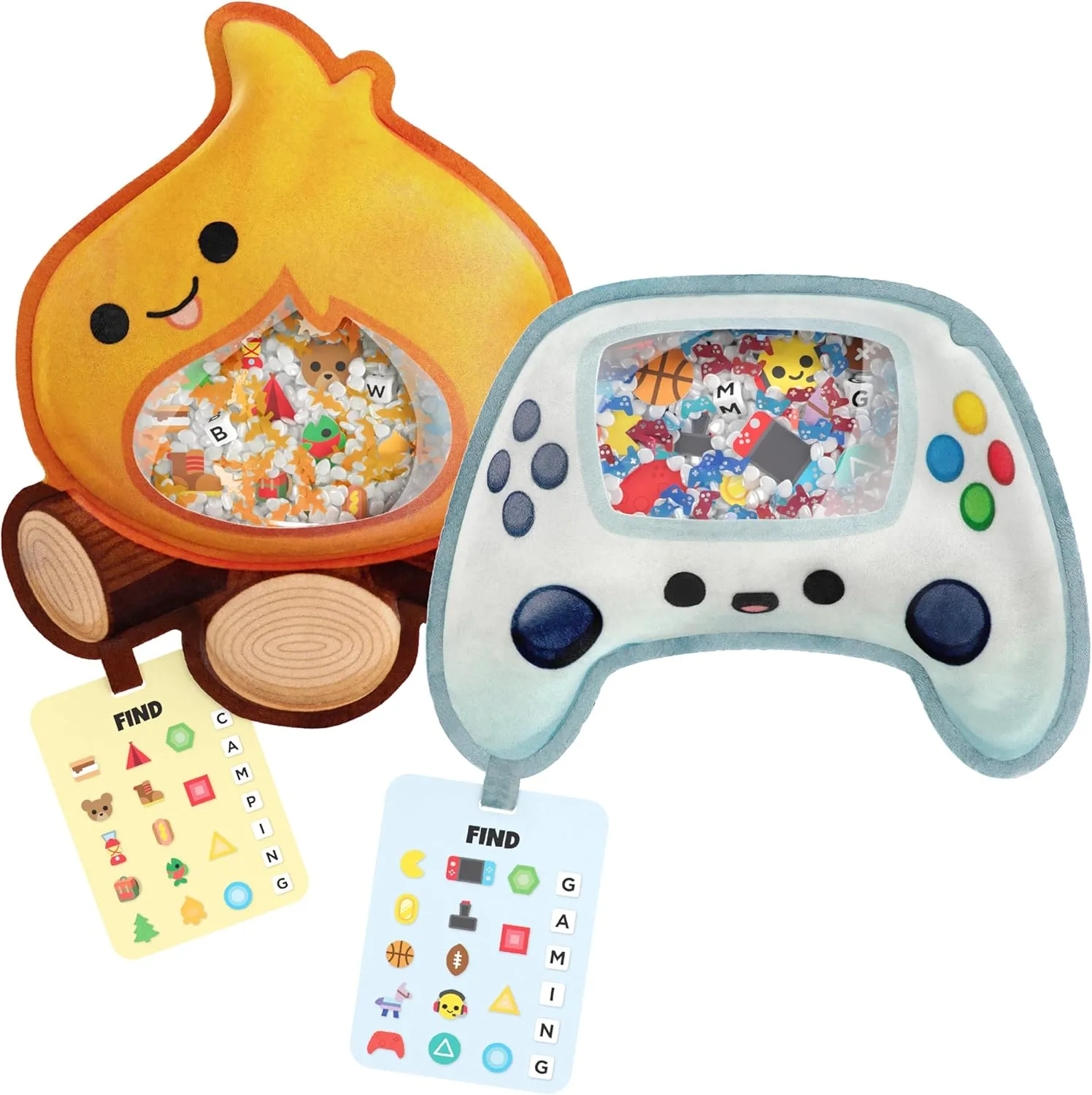 BIZYBOO - The Original Seek & Find Plush - Hidden Object Search Problem Solving Educational Matching Game for Kids 2 and Up - 2 Pack (GG & Toasty)