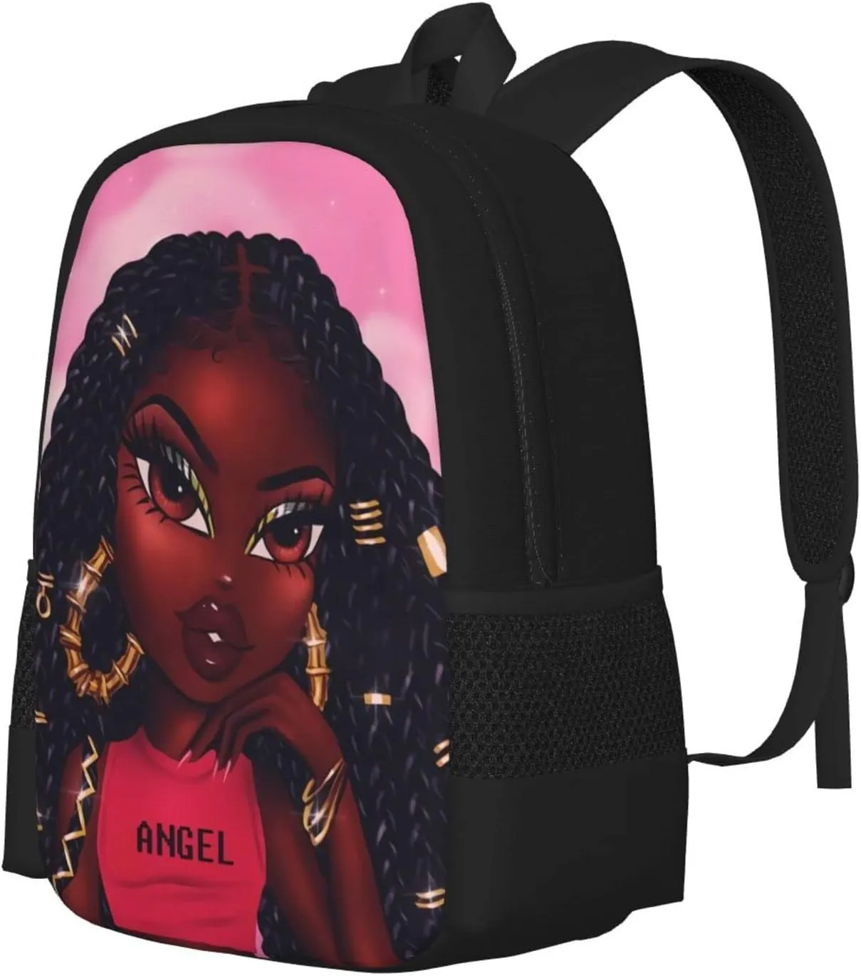 Black Girl Backpack African Book Bag 17 Inch Laptop Backpack for Girl Women Student School Hiking Office