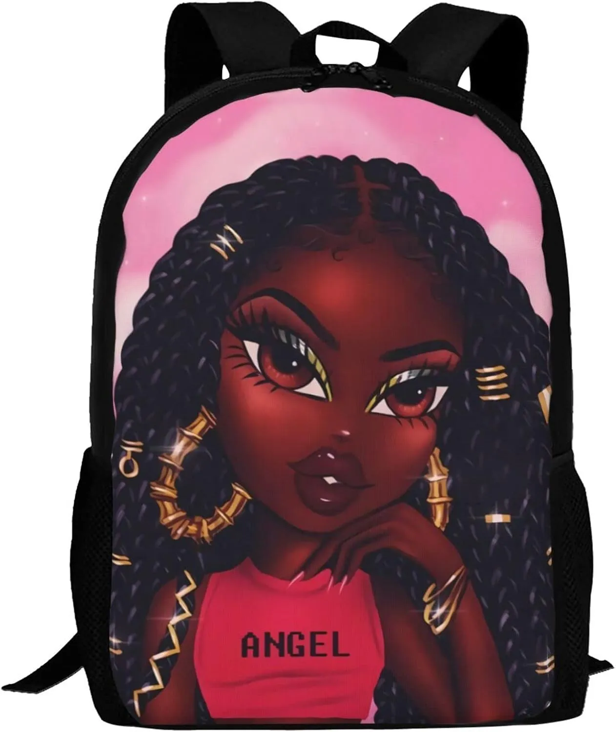 Black Girl Backpack African Book Bag 17 Inch Laptop Backpack for Girl Women Student School Hiking Office