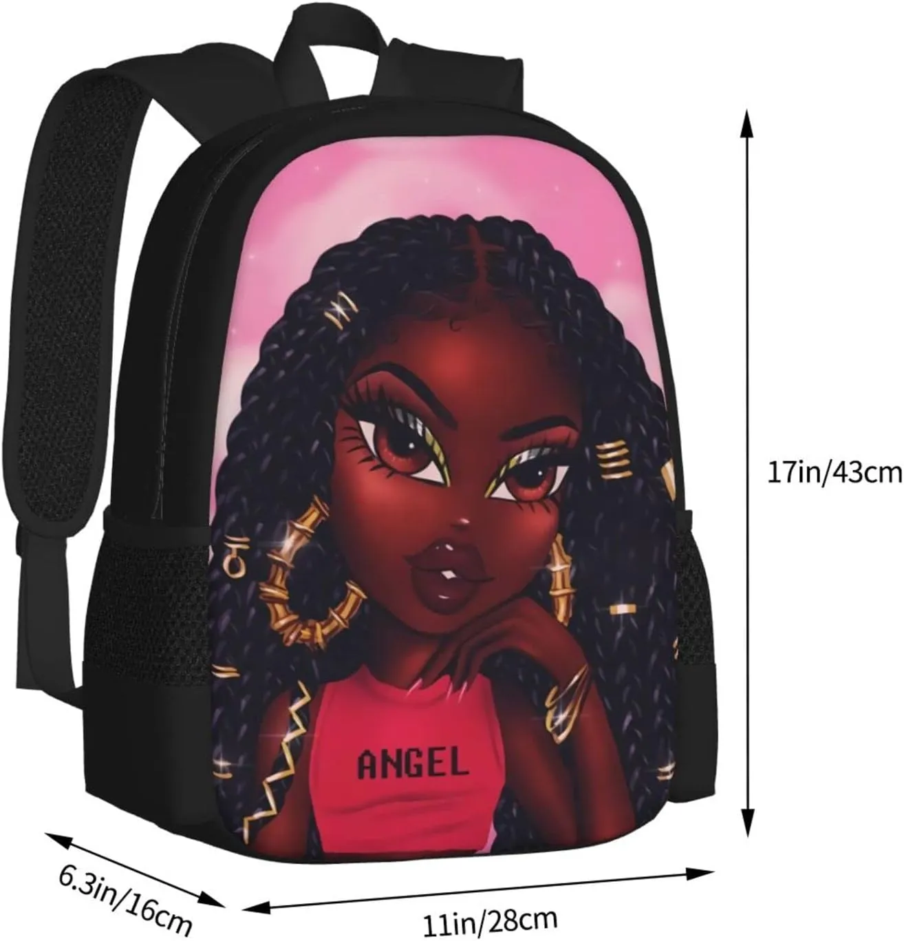Black Girl Backpack African Book Bag 17 Inch Laptop Backpack for Girl Women Student School Hiking Office