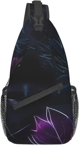 Black Mystery Crossbody Bag, *Men'S And Women'S Chest Crossbody Bag, Zipper Closure, Strap Length Adjustable