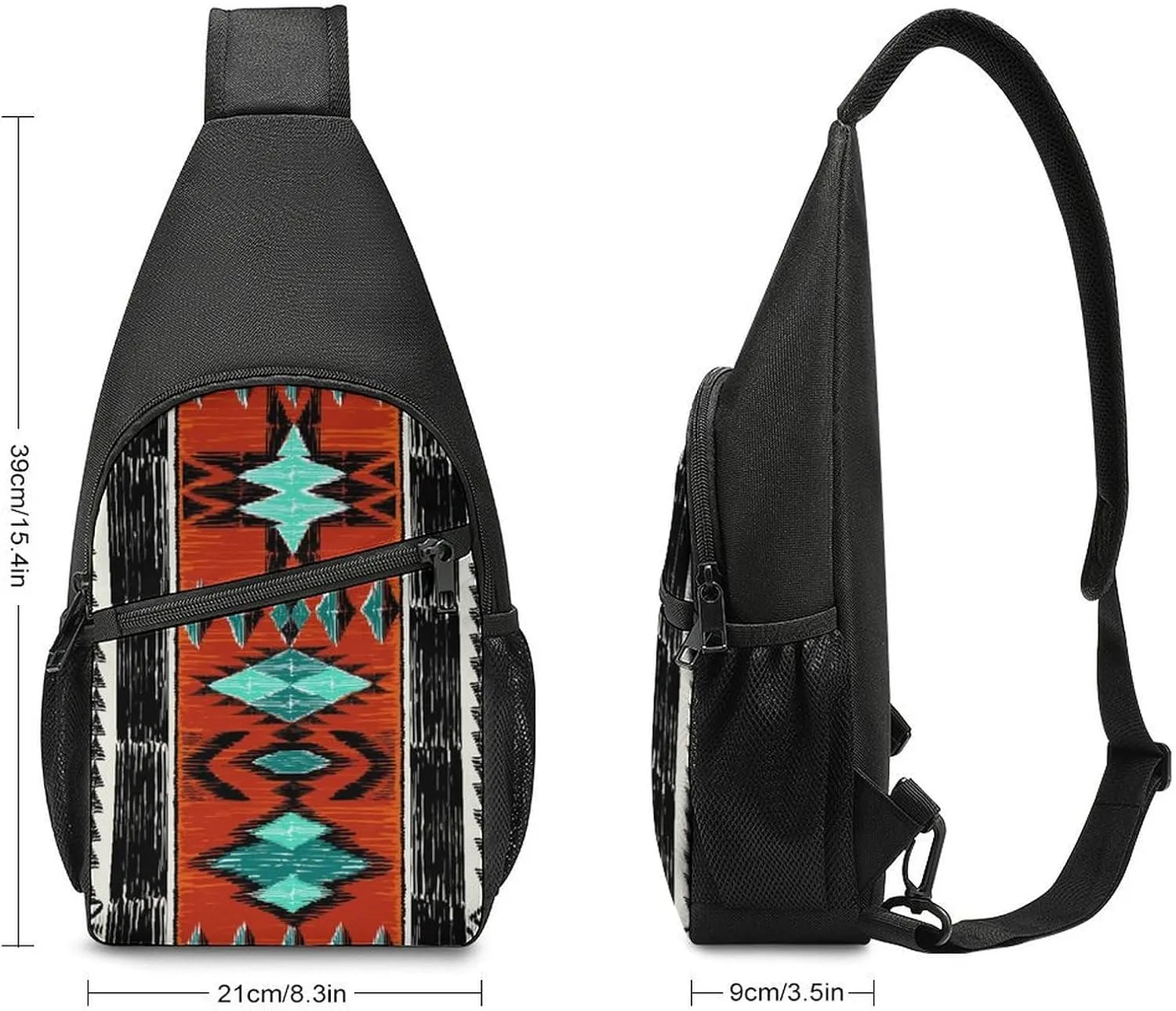 Black White Milk Cow Spots Print Pattern Large Capacity Portable Chest Bag, Single Shoulder Chest Bag