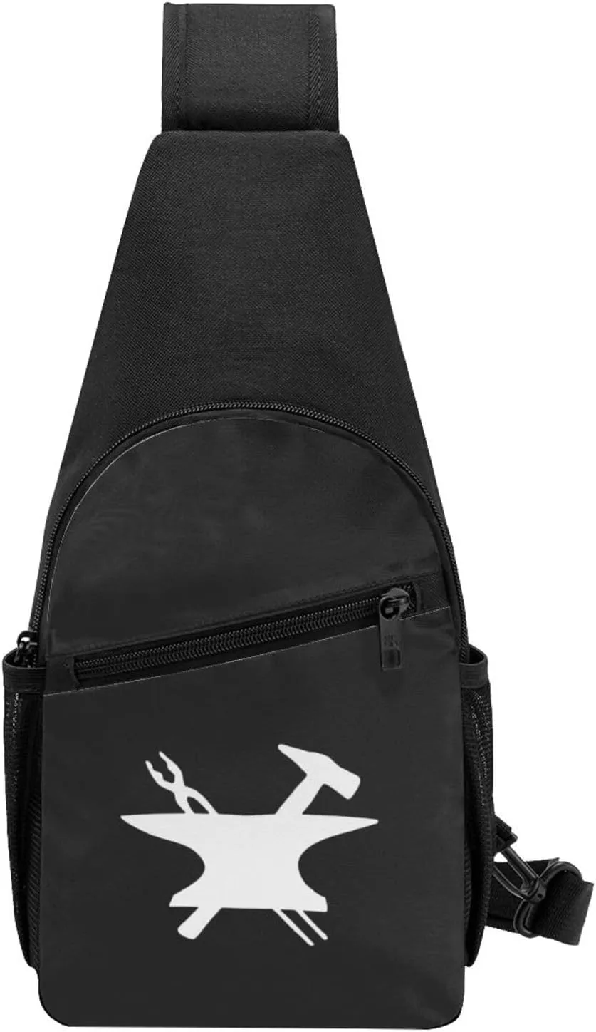 Blacksmith Hammer Logo Unisex Chest Bag Lightweight Crossbody Shoulder Bag Travel Pocket Black