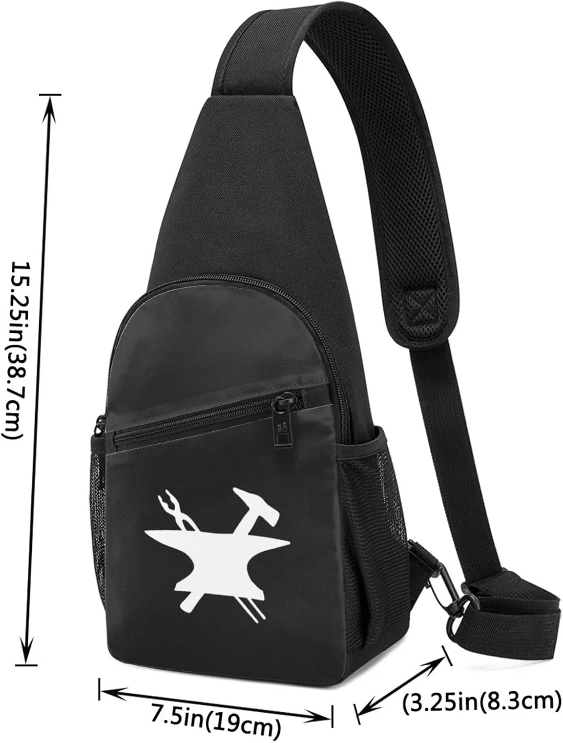 Blacksmith Hammer Logo Unisex Chest Bag Lightweight Crossbody Shoulder Bag Travel Pocket Black