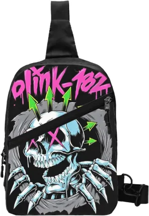 Blink Classic Rock 182 Crossbody Handbag Chest Bag Sling Backpack Adjustable Shoulder Pouch Hiking Daypack Lightweight Chest Package Foldable Multipurpose Bag for Cycling, Black
