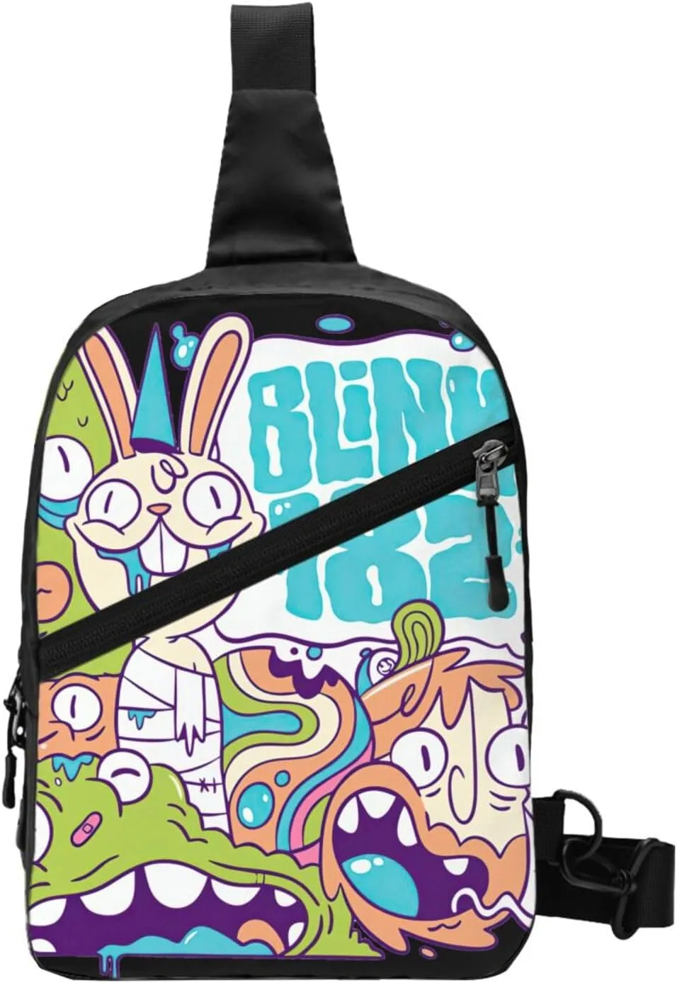 Blink Classic Rock 182 Crossbody Handbag Chest Bag Sling Bag Adjustable Shoulder Bag Hiking Daypack Lightweight Chest Package Foldable Multipurpose Bag for Gym, Black