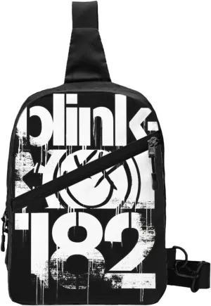 Blink Classic Rock 182 Crossbody Handbag Chest Bag Sling Bag Adjustable Shoulder Pouch Hiking Daypack Comfortable Outdoor Rucksack Foldable Multipurpose Bag for Shopping, Black