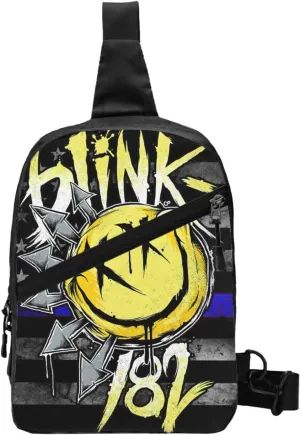 Blink Classic Rock 182 Crossbody Handbag Chest Bag Sling Bag Adjustable Shoulder Pouch Hiking Daypack Convenient Outdoor Rucksack Foldable Multipurpose Bag for Mountaineering