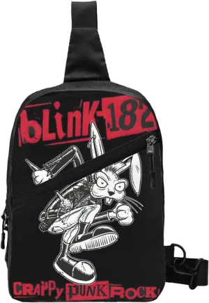 Blink Classic Rock 182 Crossbody Handbag Chest Bag Sling Bag Adjustable Shoulder Pouch Hiking Daypack Portable Chest Package Foldable Multipurpose Bag for Travel