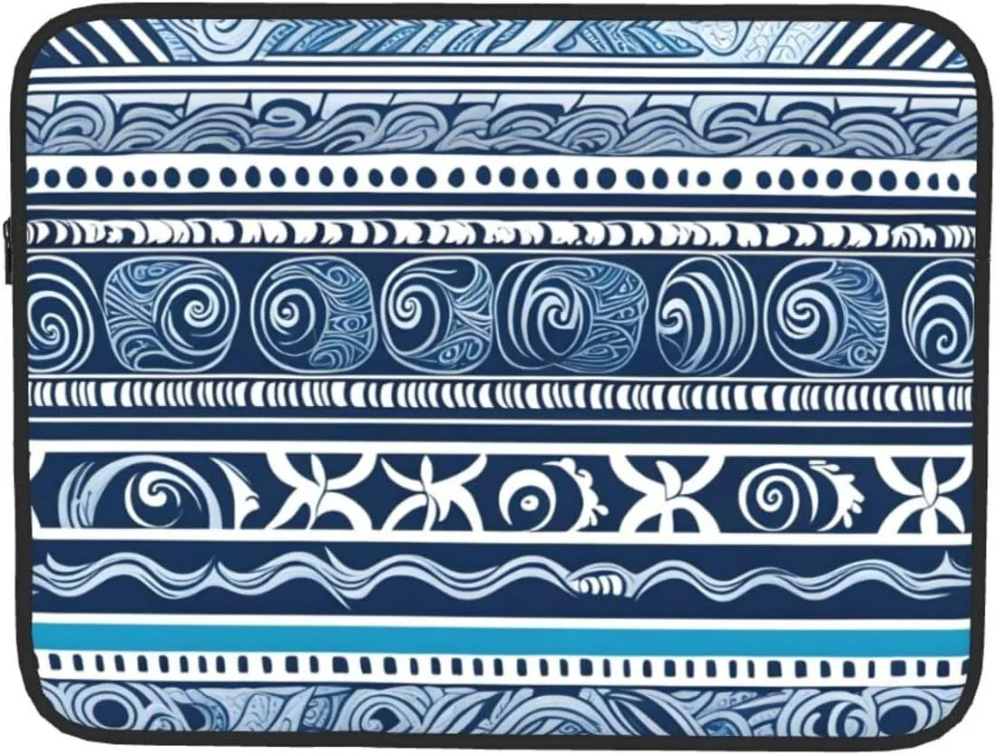 Blue Polynesian Maori Tribal Pattern Pattern Shockproof Portable Laptop 17 inch Sleeve Bag for Men and Women - Ideal for Business Travel, School, and Daily Use