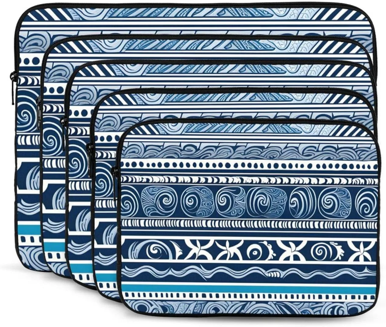 Blue Polynesian Maori Tribal Pattern Pattern Shockproof Portable Laptop 17 inch Sleeve Bag for Men and Women - Ideal for Business Travel, School, and Daily Use