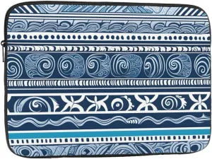 Blue Polynesian Maori Tribal Pattern Pattern Shockproof Portable Laptop 17 inch Sleeve Bag for Men and Women - Ideal for Business Travel, School, and Daily Use