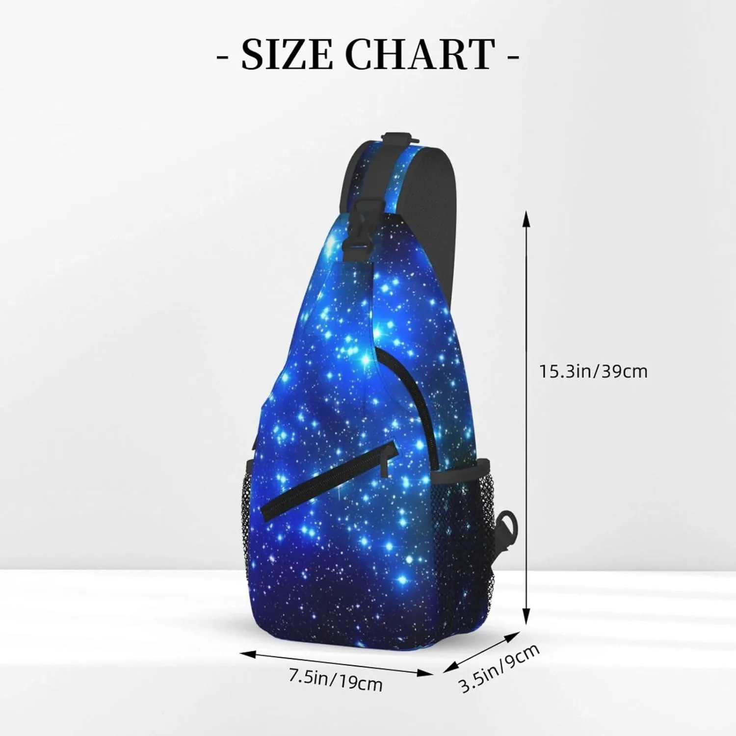 Blue Shining Stars Print Men's Cross Chest Bag Diagonally, Cute Crossbody Shoulder Backpack, 7.5" L x 3.5" W x 15.3" H