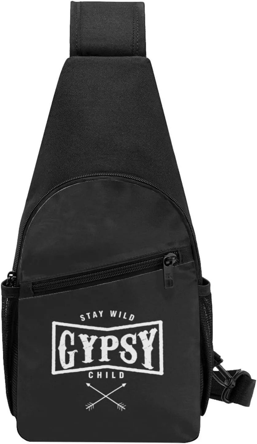 Bohemian Boho Chic Stay Wild Gypsy Child Hippie Unisex Chest Bag Lightweight Crossbody Shoulder Bag Travel Pocket