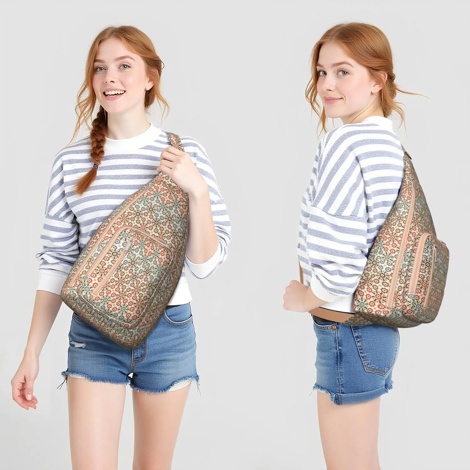 Bohemian Crossbody Bag Daypack for Women Men Lightweight Vintage Tribal Waterproof Sling Bag Backpack Hiking Cycling Sports