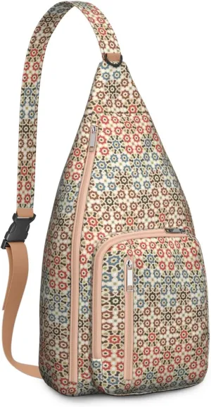 Bohemian Crossbody Bag Daypack for Women Men Lightweight Vintage Tribal Waterproof Sling Bag Backpack Hiking Cycling Sports
