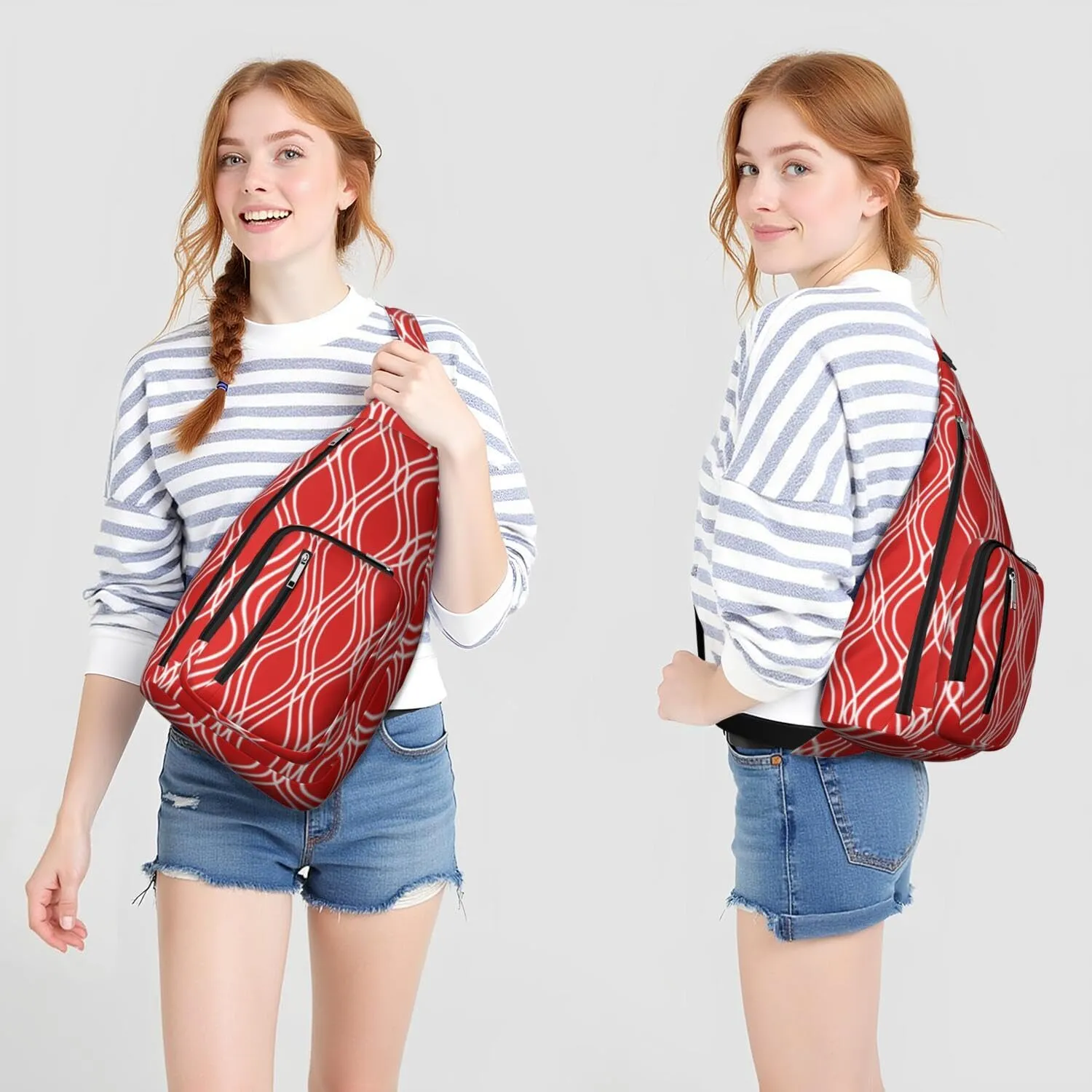 Boho Abstract Crossbody Bag Daypack for Women Men Lightweight Waterproof Sling Bag Backpack Hiking Cycling