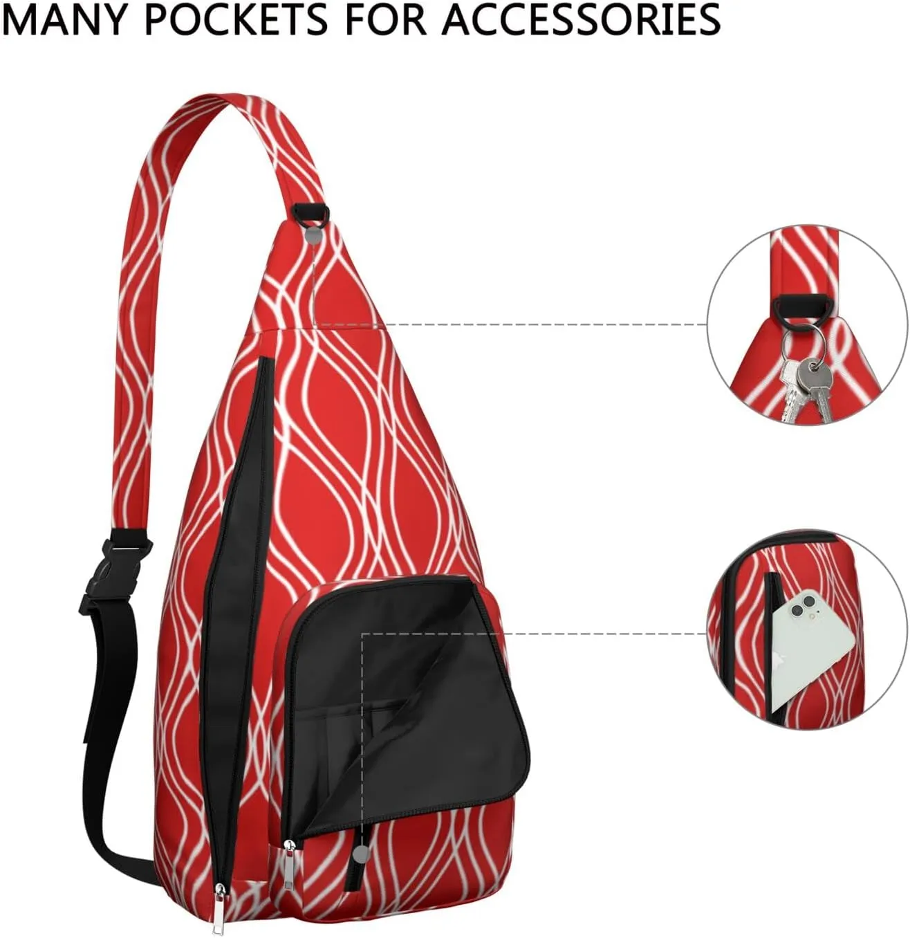 Boho Abstract Crossbody Bag Daypack for Women Men Lightweight Waterproof Sling Bag Backpack Hiking Cycling
