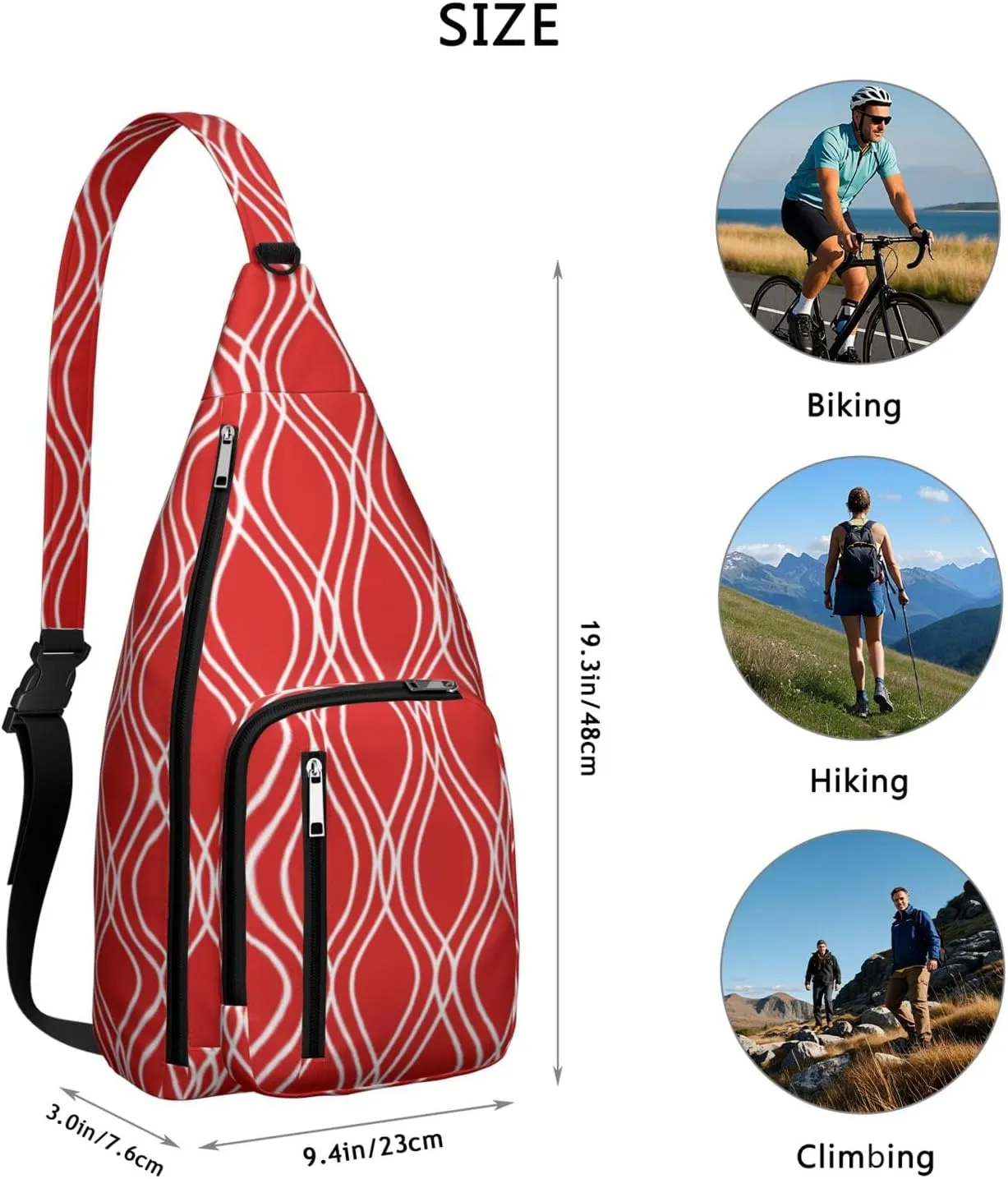 Boho Abstract Crossbody Bag Daypack for Women Men Lightweight Waterproof Sling Bag Backpack Hiking Cycling