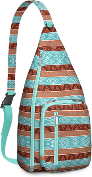 Boho Chic Crossbody Bag Vintage Waterproof Sling Bag Backpack for Men Women Daypack for Hiking Cycling Outdoor Activities