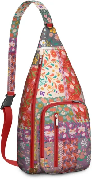 Boho Chic Crossbody Bag Vintage Waterproof Sling Bag Backpack for Men Women Daypack for Hiking Cycling Outdoor Activities