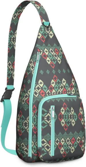 Boho Chic Crossbody Bag Vintage Waterproof Sling Bag Backpack for Men Women Daypack for Hiking Cycling Outdoor Activities